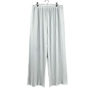 Donna Karan Pleated Pull on Wide Leg Plissé Pants Womens XL Mint Green‎
